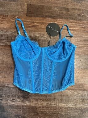 White Fox Blue Lace Corset Top